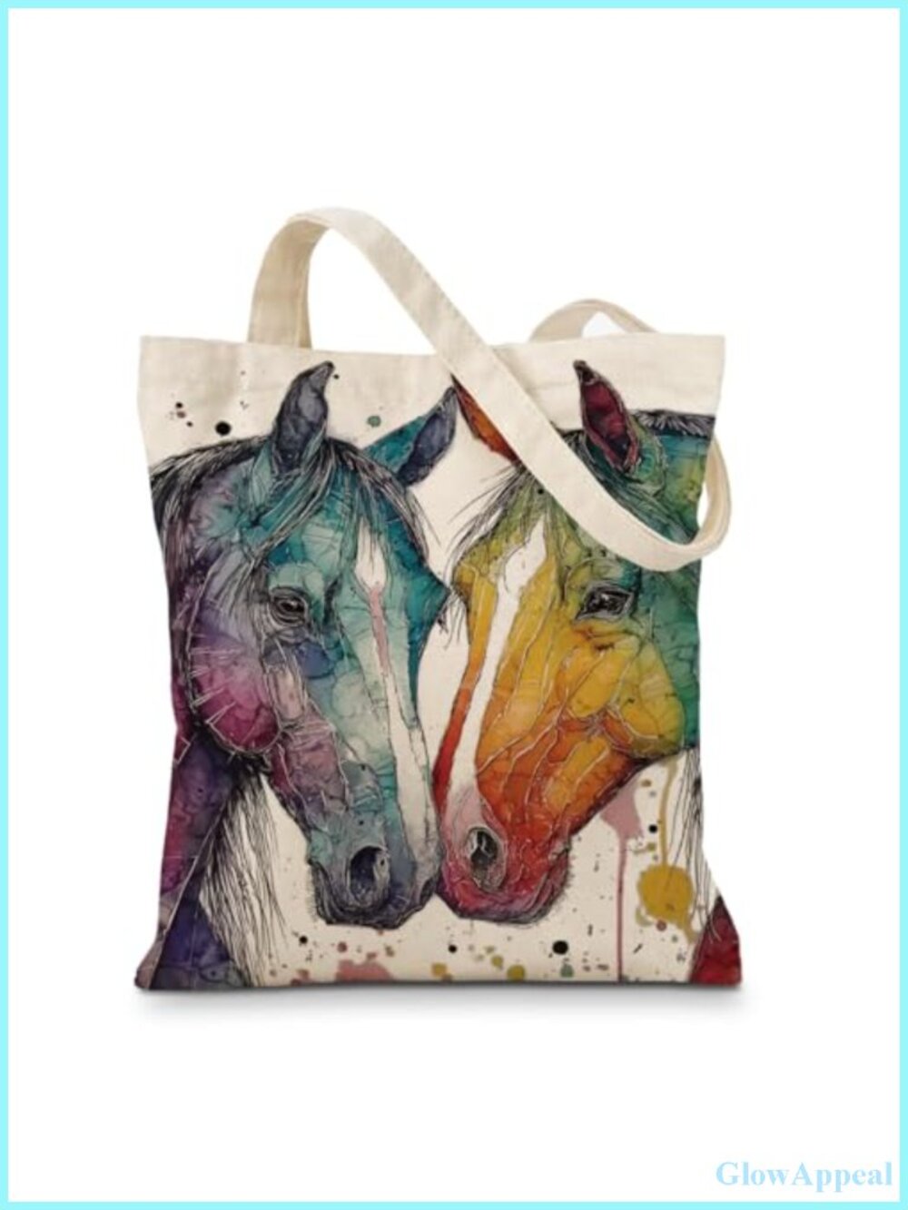Canvas Tote Bag with Animal Print - Reusable Grocery Bag for Shopping